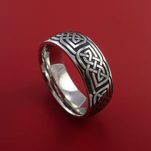 Cobalt Chrome Ring with Infinity Etched Celtic Design and Cerakote Inlays Custom Made Band