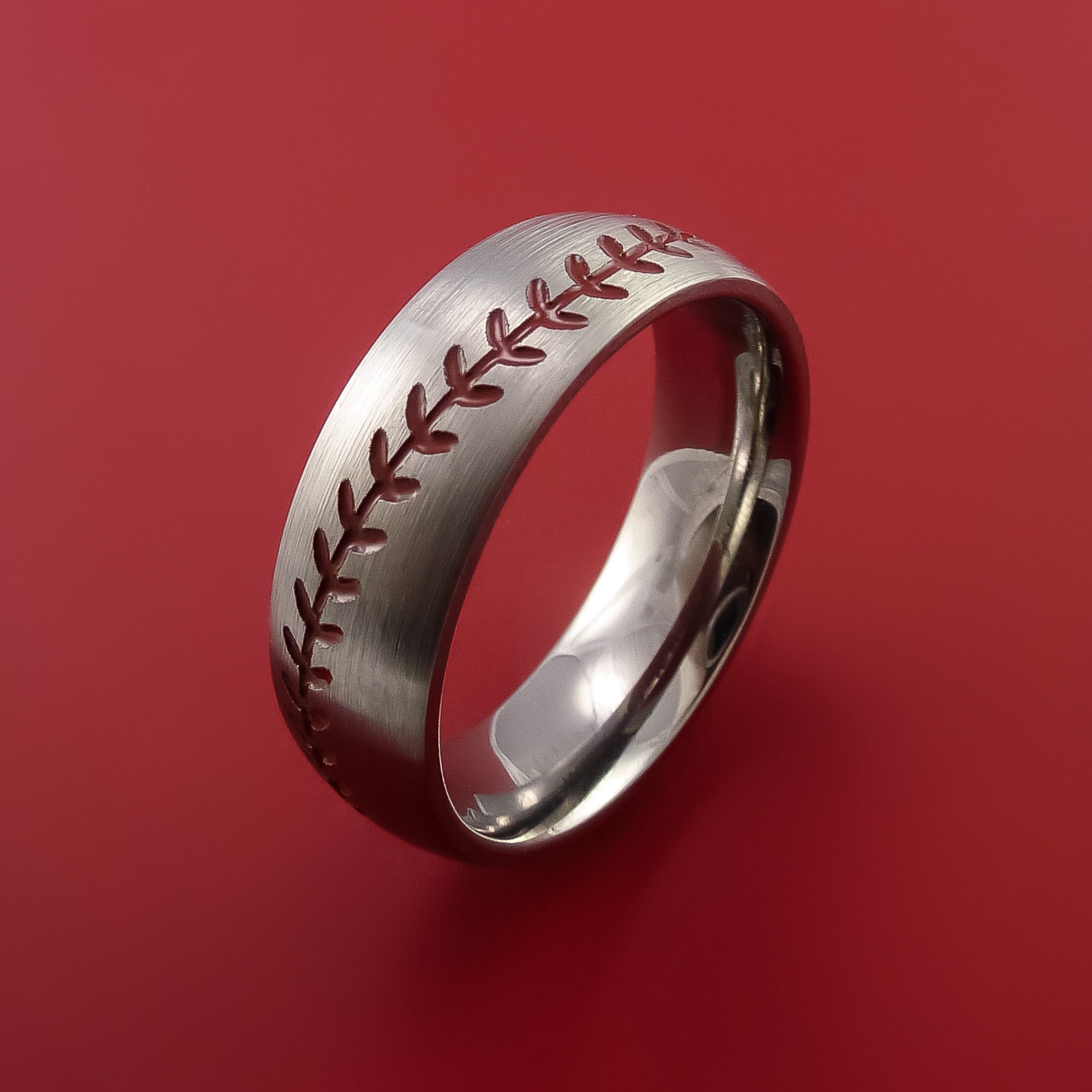 Titanium Baseball Ring with Bead Blast Finish – Baseball Rings