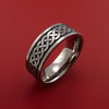 Titanium Ring with Infinity Knot Etched Celtic Design Inlay Custom Made Band