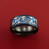 Black Zirconium Ring with Milled Celtic Design and Anodized Inlays Custom Made Band