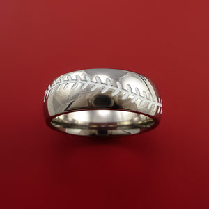 Titanium Baseball Ring with White Stitching Fan Band Any Size and Color
