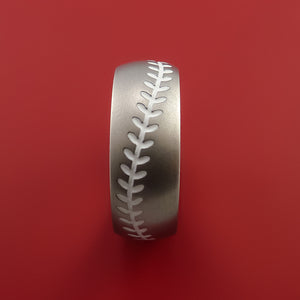 Cobalt Chrome Baseball Ring with White Stitching Fan Band Any Size and Color