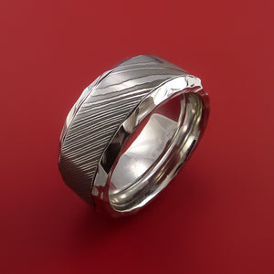 Hammered Cobalt Chrome Ring with Damascus Steel Inlay Custom Made Band
