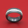 Black Zirconium Ring with White Mother of Pearl Inlay Custom Made Band