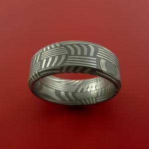Damascus Steel Ring Basket Weave Pattern Wedding Band