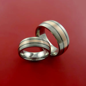 Rose Gold and Titanium Matching Rings Wedding Band Set Sizes 3-22