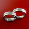 Matching Set 14k Rose Gold Damascus Steel Ring Wedding Bands