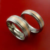 Rose Gold and Titanium Matching Rings Wedding Band Set Sizes 3-22
