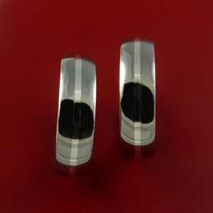 Titanium Matching Rings Classic Style with 14k White Gold Inlay Wedding Band Sizes 3-22