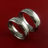 Titanium Matching Rings Classic Style with 14k White Gold Inlay Wedding Band Sizes 3-22