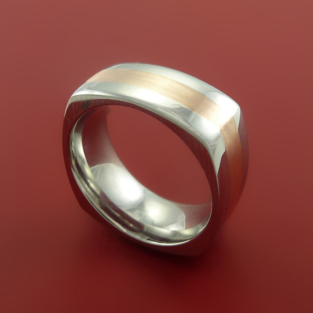 Cobalt Chrome Ring with 14k Rose Gold Inlay Custom Made Band