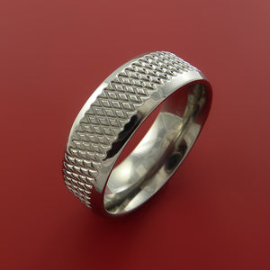 Cobalt Chrome Wide Ring Textured Knurl Pattern Band Made to Any Sizing and Finish 3-22