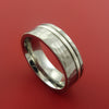 Cobalt Chrome Wide Ring Classic Style with Hammer Finish and Silver Inlay Wedding Band Any Size 3-22
