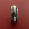 Damascus Steel Ring with Palladium and Sterling Silver Mokume Gane Inlay Custom Made Band
