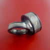 Matching Black Zirconium and Damascus Steel Bands Custom Made Rings to Any Sizing
