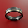 Black Zirconium Ring with 14k Yellow Gold Inlay Custom Made Band