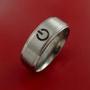 Titanium Ring with Power Symbol Laser-Etched Pattern and Cerakote Inlays Custom Made Band