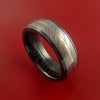 Black Zirconium Ring with Damascus Steel and 14k Rose Gold Inlays Custom Made Band