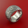 Titanium Wide Carved Tread Design Ring Bold Unique Band Custom Made to Any Sizing 4-22
