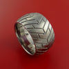 Titanium Wide Carved Tread Design Ring Bold Unique Band Custom Made to Any Sizing 4-22