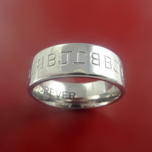 Cobalt Chrome Ring with Personalized Message Inlay Custom Made Band