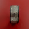 Black Zirconium Ring with Damascus Steel Inlay Custom Made Band