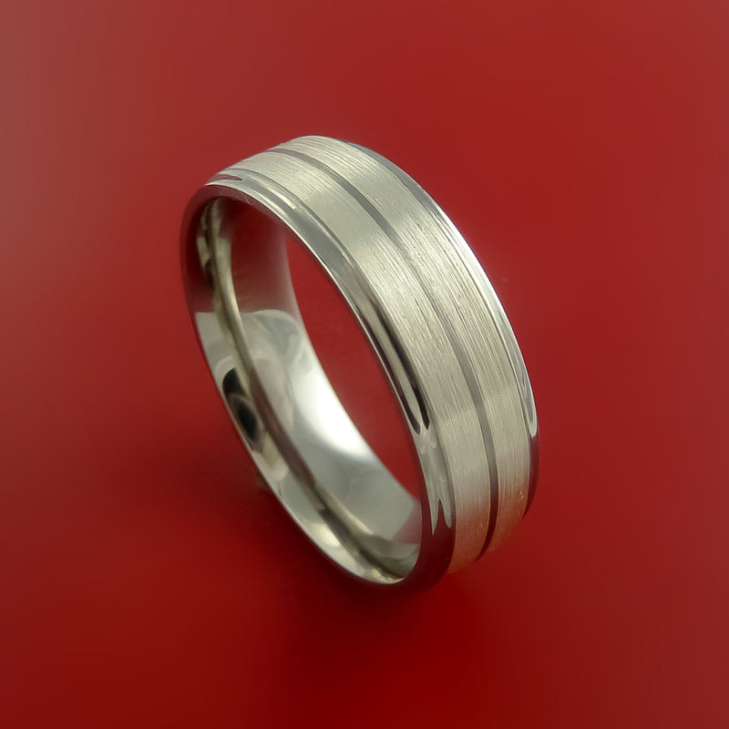 Titanium and Sterrling Ring with 4mm Silver Inlay Wedding Band Made to Any Size 3-22