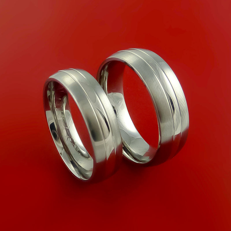 Platinum and Titanium Matching Ring Wedding Band Set Sizes 3-22