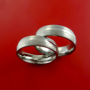 Platinum and Titanium Matching Ring Wedding Band Set Sizes 3-22