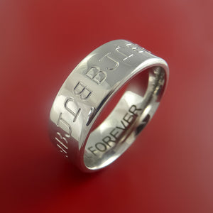 Cobalt Chrome Ring with Personalized Message Inlay Custom Made Band