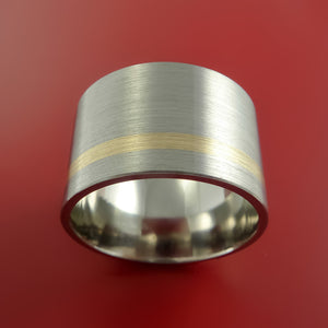Titanium Extra Wide 14K Yellow Gold Ring Custom made Band Any Finish any Sizing