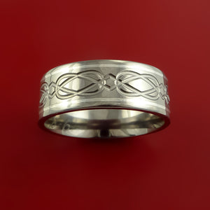 Celtic Titanium Silver Inlay Band Wedding Ring Custom Made