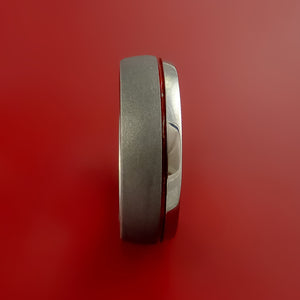 Titanium Band Custom Color Design Ring Any Size Band 3 to 22 Red, Blue, Green Inlay
