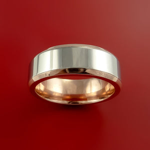 14k Rose Gold Ring with Titanium Inlay Custom Made Band
