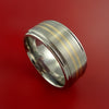 Wide Titanium and 14K Yellow Gold Inlay Ring Wedding Band Any Size and Finish Sizing 3-22