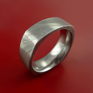 Damascus Steel Square Band Pattern Ring