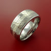 Cobalt Chrome Wide Ring Classic Style with Hammer Finish and Platinum Inlay Wedding Band Any Size 3-22
