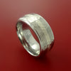Cobalt Chrome Wide Ring Classic Style with Hammer Finish and Platinum Inlay Wedding Band Any Size 3-22