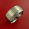 Wide Titanium and 14K Yellow Gold Inlay Ring Wedding Band Any Size and Finish Sizing 3-22