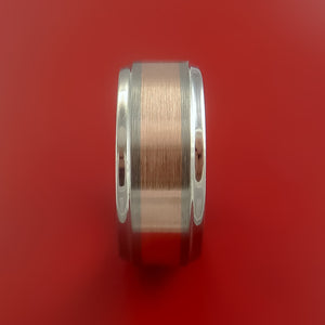 Titanium Ring Classic Style with 14k Rose Gold Inlay Wedding Band Any Size and Finish 3-22