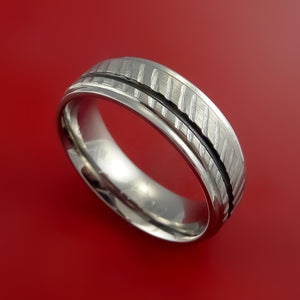 Titanium Rifling Carved Band Custom Ring With Optional Inlay Color Made to Any Sizing