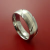 Titanium Textured Ring with 14K White Gold Inlay Wedding Band Any Size and Finish Alternative Look
