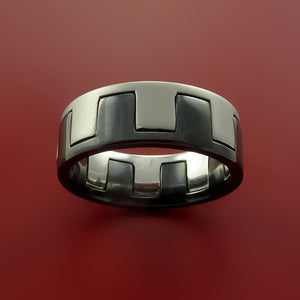 Black Zirconium Ring with Zipper Style Cobalt Chrome Inlay Custom Made Band