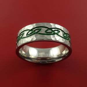 Titanium Ring with Infinity Milled Celtic Design and Cerakote Inlays Custom Made Band