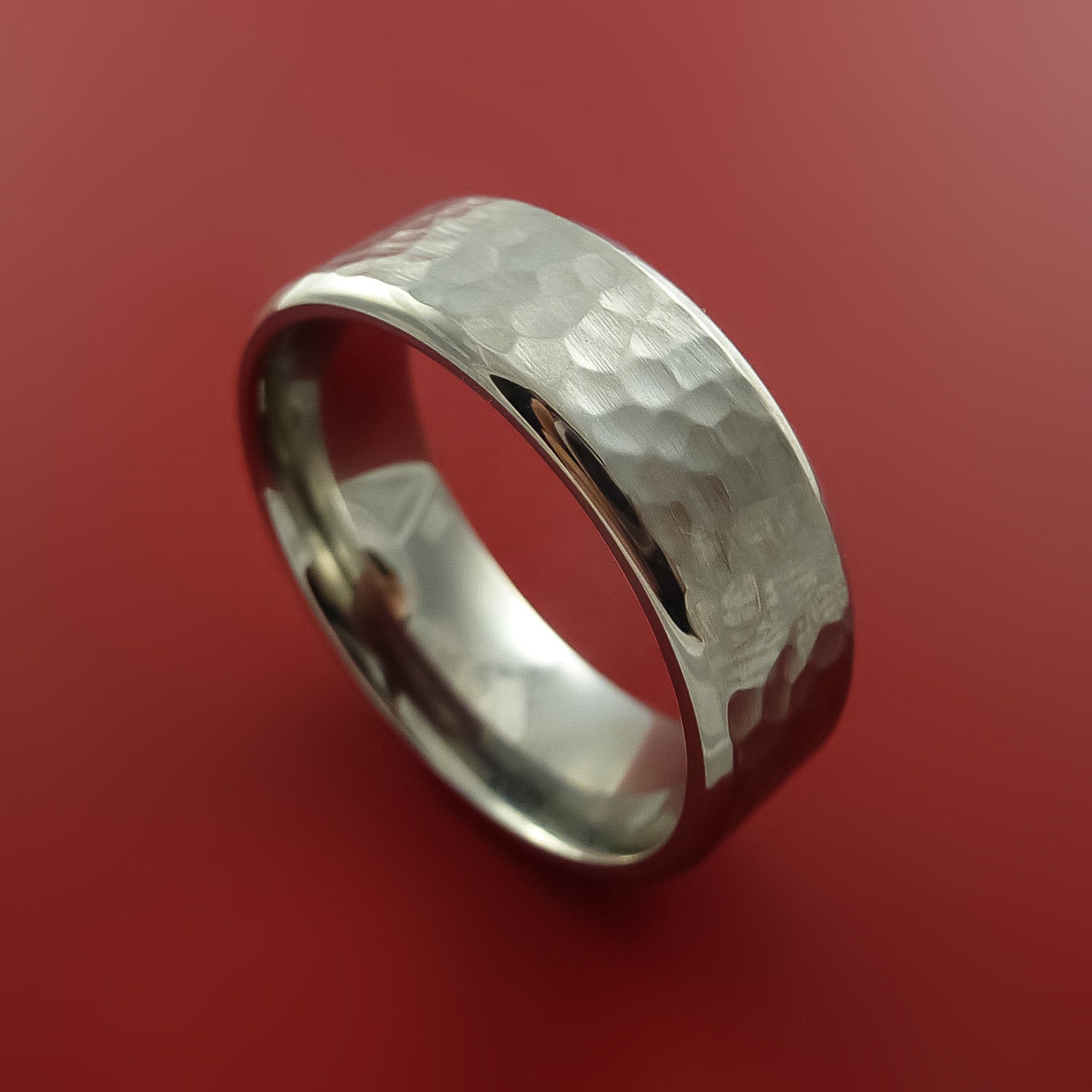 Hammered Titanium Ring Custom Made Men's Wedding Band ...