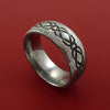Damascus Steel Ring with Milled Celtic Design and Cerakote Inlays Custom Made Band