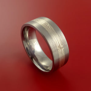 Titanium Ring with Palladium and Sterling Silver Mokume Gane Inlay Custom Made Band