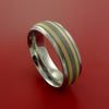 Titanium and 14K Yellow Gold Ring Custom Made Band Any Finish and Sizing 3 to 22
