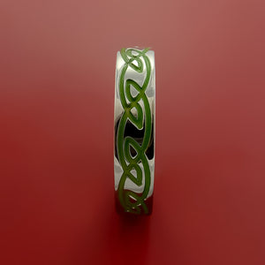 Titanium Ring with Infinity Milled Celtic Design and Cerakote Inlays Custom Made Band