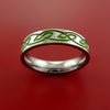 Titanium Ring with Infinity Milled Celtic Design and Cerakote Inlays Custom Made Band